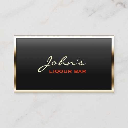 Cool Gold Border Liquor Bar Business Card