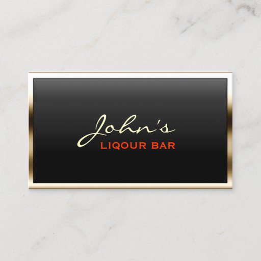 Customizable Cool Gold Border Liquor Bar Business Card