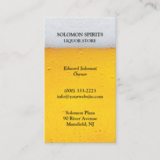 Customizable Liquor Beer Store Business Card