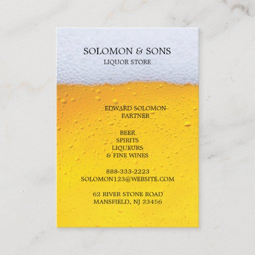 Customizable Liquor Beer Store Chubby Business Card