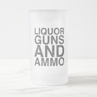 Liquor Guns & Ammo Frosted Glass Beer Mug