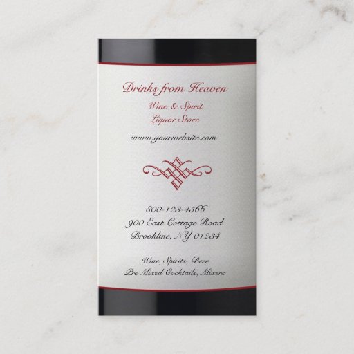 Customizable Liquor Wine Store Business Card