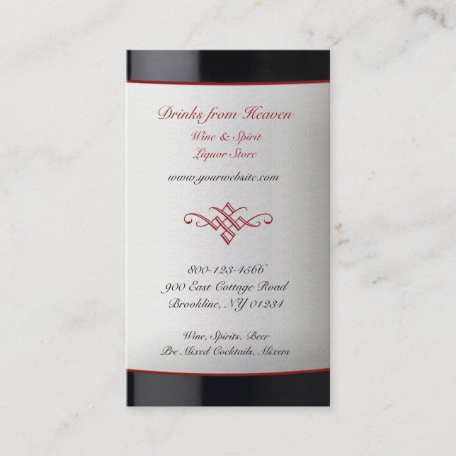 Liquor Wine Store Business Card Template (Front)