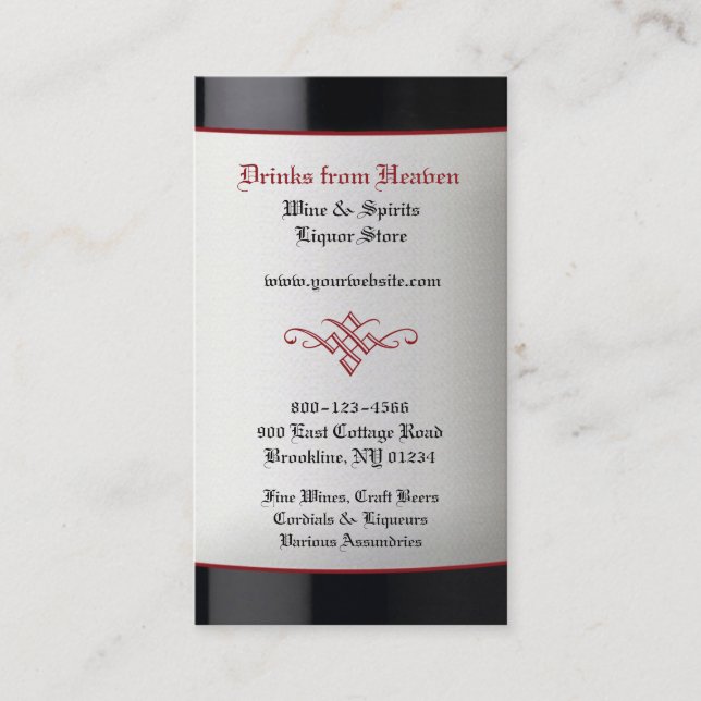Liquor Wine Store Business Card Template (Front)