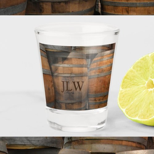 Liquor Wood Barrel Kegs Monogrammed Photographic Shot Glass