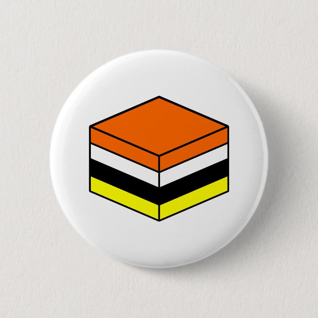 Liquorice All Sort - Orange, White, Yellow & Black Button (Front)
