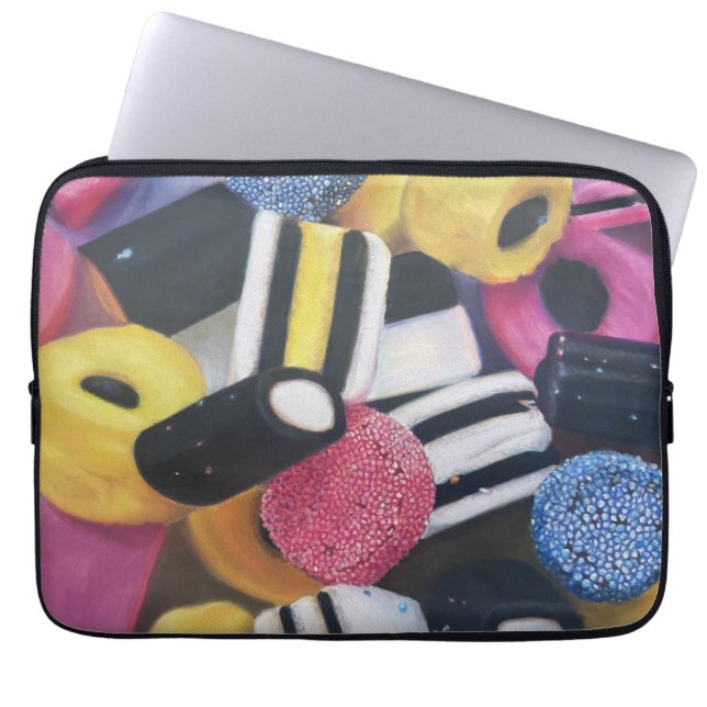 Liquorice all sorts laptop sleeve (Front)