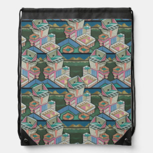 Liquorice allsorts 3D collage in suede Drawstring Bag