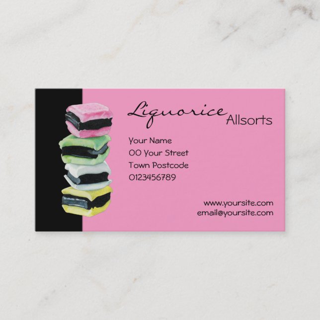 Liquorice Allsorts pink Business Card (Front)