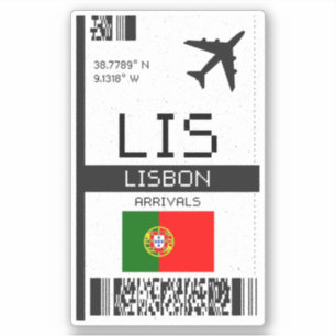 LIS Lisbon Boarding Pass - Portugal Travel Sticker