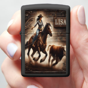 Lisa Cowgirl's Rodeo Chase Zippo Lighter