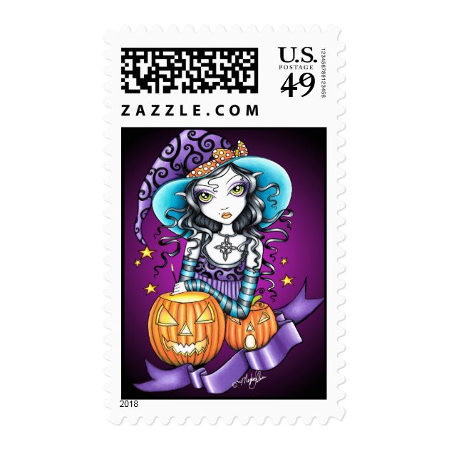 Lisa Magical HALLOWEEN Pumpkin Witch Postage