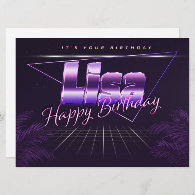 Lisa Name First name lila retro card Birthday (Front/Back)