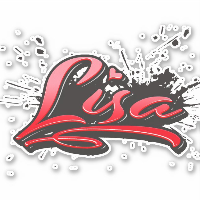 Lisa red heart graffiti sticker (Front)