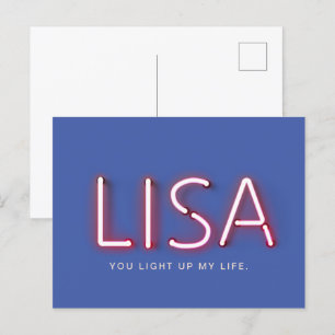 Lisa you light up my life neon lights postcard