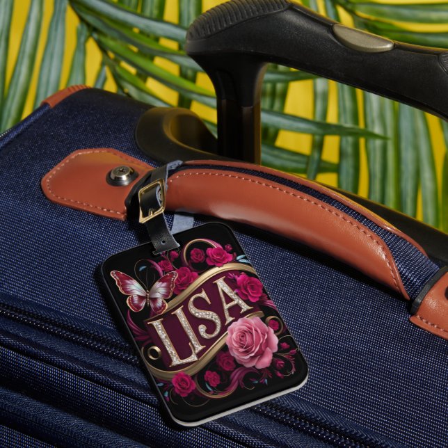 Lisa's Floral Sign Luggage Tag (Front Insitu 1)