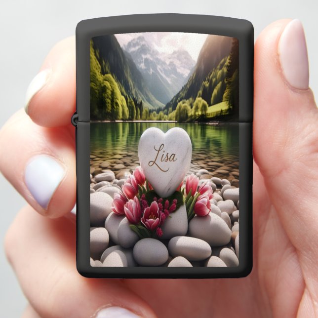Lisa's Heart in the Mountains Zippo Lighter (In Hand)
