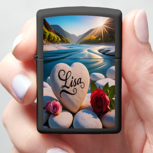 Lisa's Heart stone by the River Zippo Lighter (In Hand)