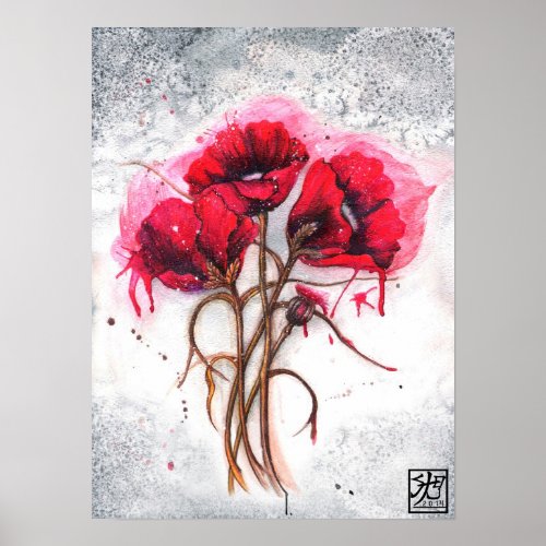 Lisas Red Poppies Poster