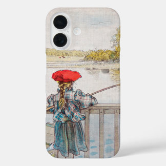 Lisbet Fishing by Carl Larsson, Vintage Fine Art iPhone 16 Case