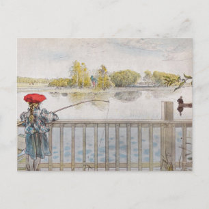 Lisbeth a Little Girl Fishing by Carl Larsson Postcard