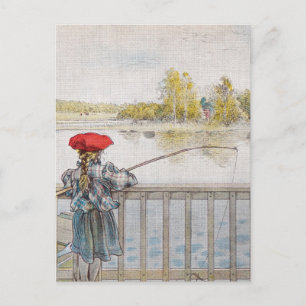 Lisbeth a Little Girl Fishing by Carl Larsson Postcard