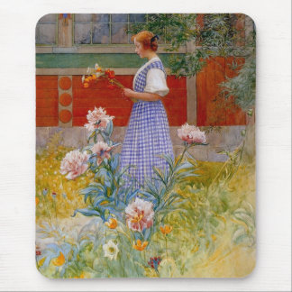 Lisbeth with Peonies Mouse Pad