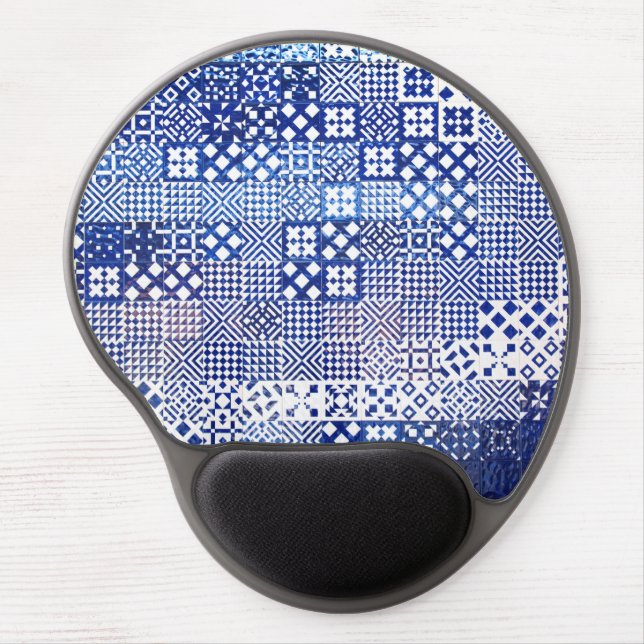 Lisbon Aquarium tiles texture pattern ceramic port Gel Mouse Pad (Front)