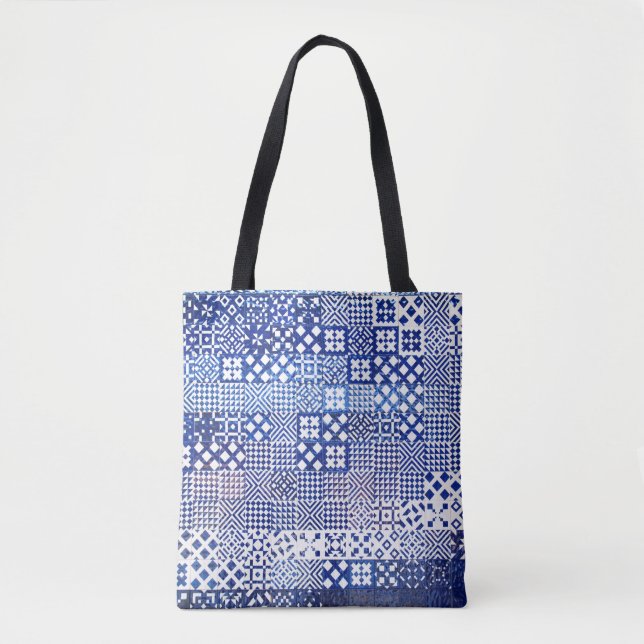 Lisbon Aquarium tiles texture pattern ceramic port Tote Bag (Front)