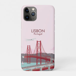 Lisbon bridge over Tagus river in vintage style iPhone 11 Pro Case