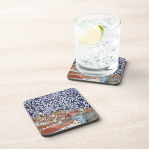 Lisbon City Portuguese Tiles Montage - Azulejo Beverage Coaster