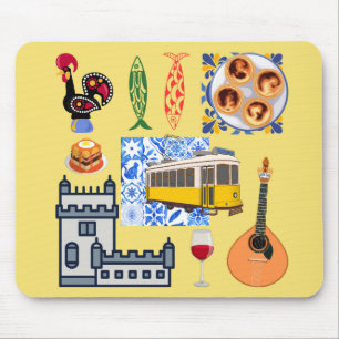 Lisbon City Symbols Mouse Pad