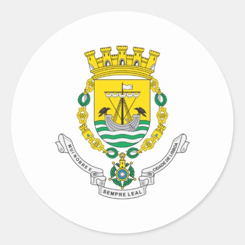Lisbon Coat Of Arms Classic Round Sticker