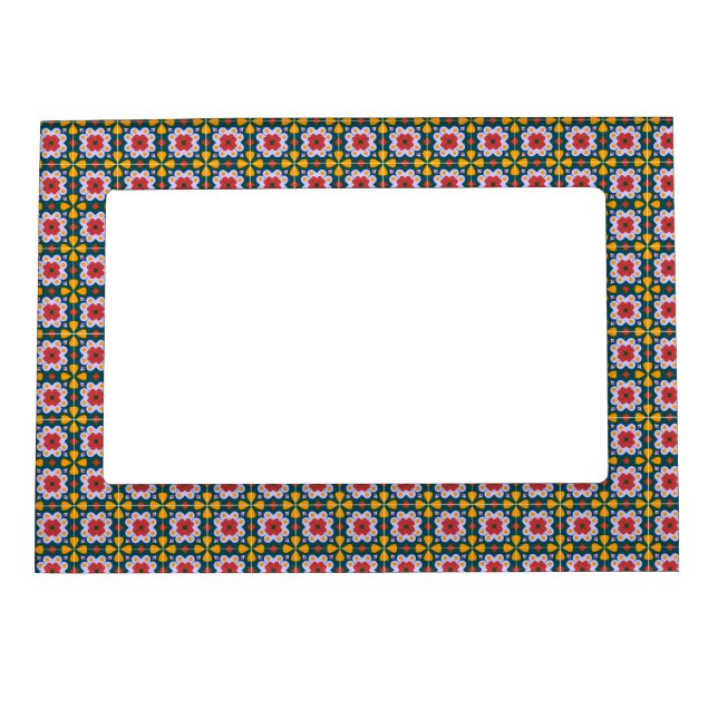 Lisbon colorful tiles or azulejos pattern magnetic frame (Front)