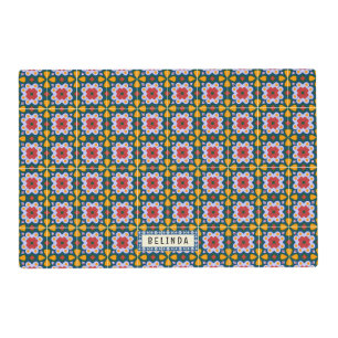 Lisbon colorful tiles or azulejos pattern placemat