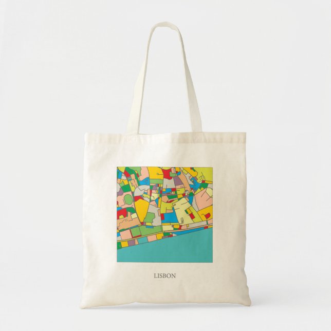 Lisbon Colorful Tote Bag, Abstract Shopping Bag (Front)