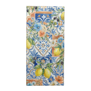 Lisbon Elegant Mediterranean Lemon Tile Pattern Cloth Napkin