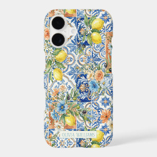 Lisbon Elegant Mediterranean Lemon Tile Pattern iPhone 17 Case