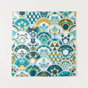 Lisbon geometric Azulejo tile pattern, Portuguese Tapestry