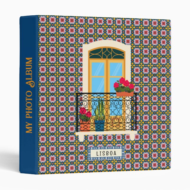 Lisbon house window with plants and tiles 3 ring binder (Front/Spine)
