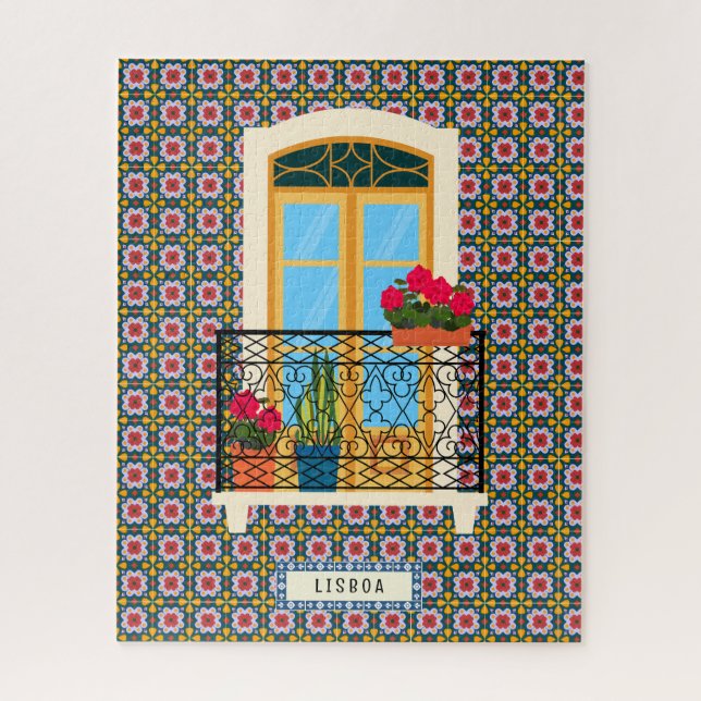 Lisbon house window with plants and tiles jigsaw puzzle (Vertical)
