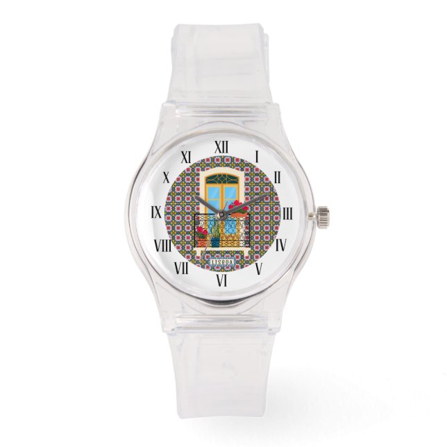 Lisbon house window with plants and tiles watch (Front)