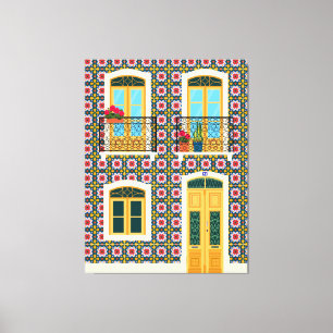 Lisbon house with tiles canvas print