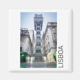 Lisbon in Portugal with Retro Elevator Souvenir Magnet