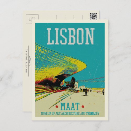 Lisbon MAAT Tagus river illustration Portugal Postcard