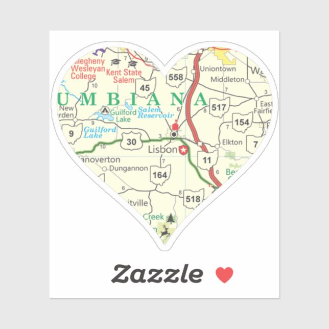 Lisbon Ohio Map Sticker (Sheet)