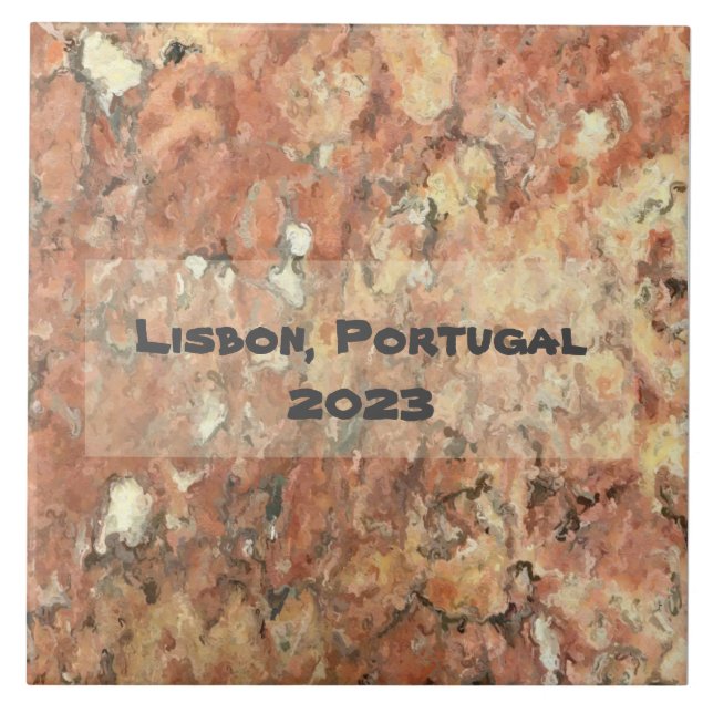Lisbon Orange Brown Abstract  Ceramic Tile (Front)