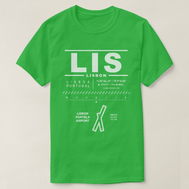 Lisbon Portela Airport LIS T-Shirt (Design Front)