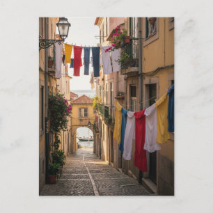 Lisbon Portugal Alfama street Laundry Travel Postcard