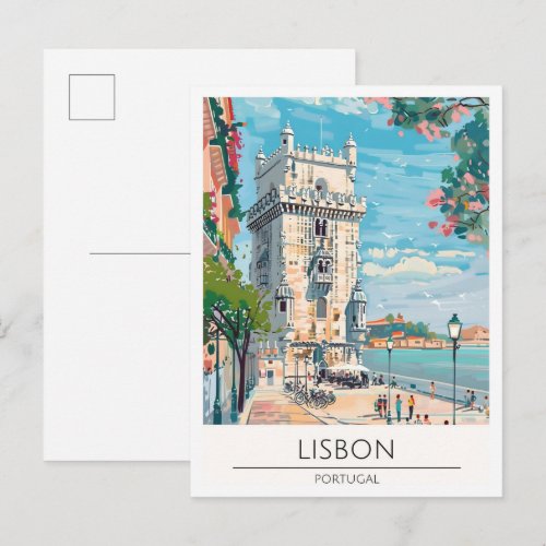 Lisbon Portugal Art Illustration Travel Postcard